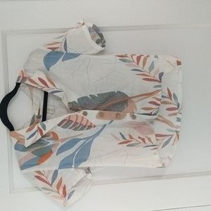 Cynthia Rowley 100% linen summer floral button down shirt